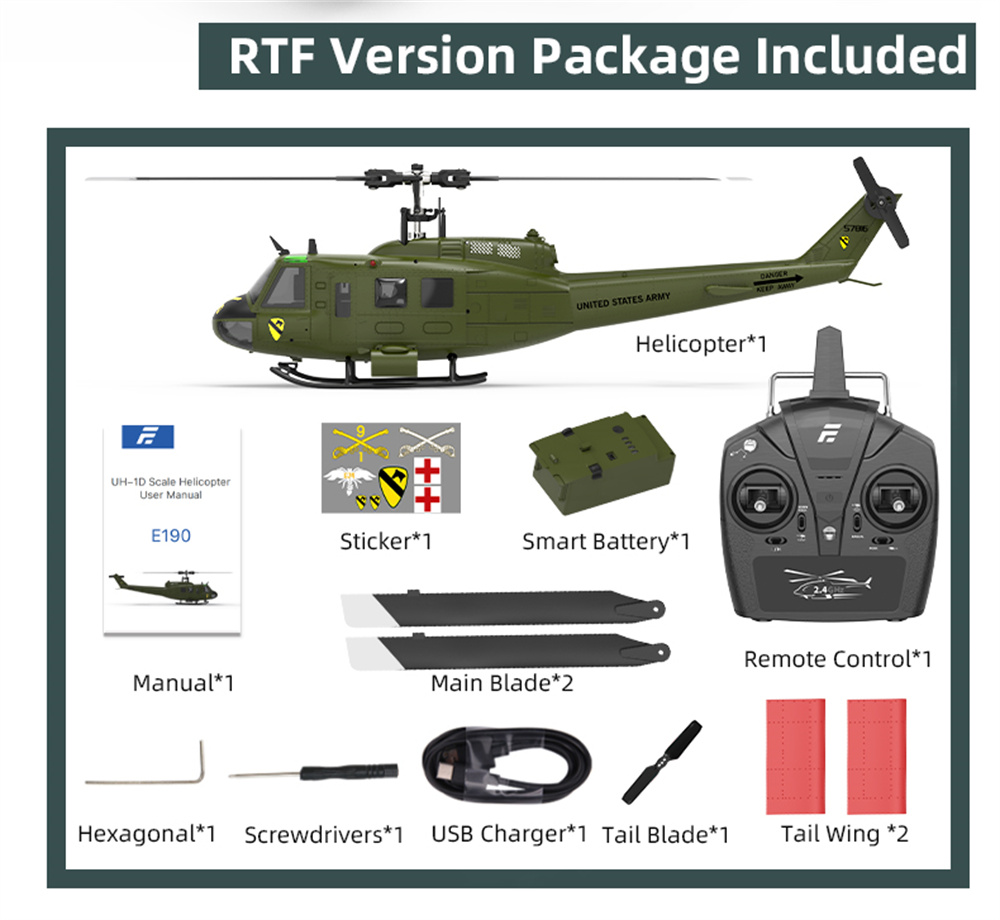 Jeder-E190-134-UH-1-HUEY-Maszligstab-24G-6CH-Houmlhenhaltung-optische-Flusspositionierung-dualer-buu-2023374-22